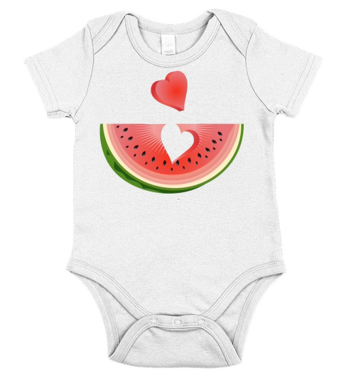 Piece of a watermelon with a heart Short Sleeve Baby One-Piece