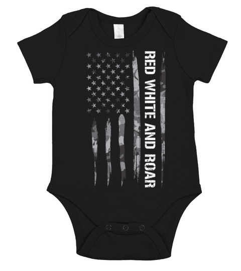 Red White And Roar - American Flag Short Sleeve Baby One-Piece