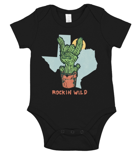Rockin Wild Cactus Vintage Style Illustration Short Sleeve Baby One-Piece