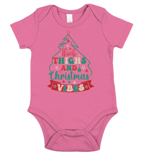 Thick Thighs And Christmas Vibes Retro Christma Short Sleeve Baby One-Piece