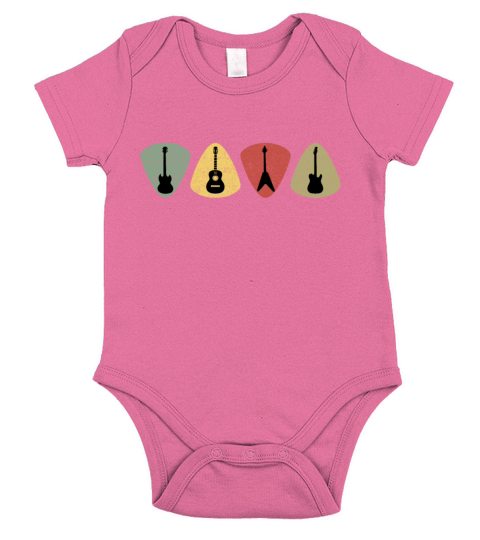 Vintage Pick Guitar Design Short Sleeve Baby One-Piece