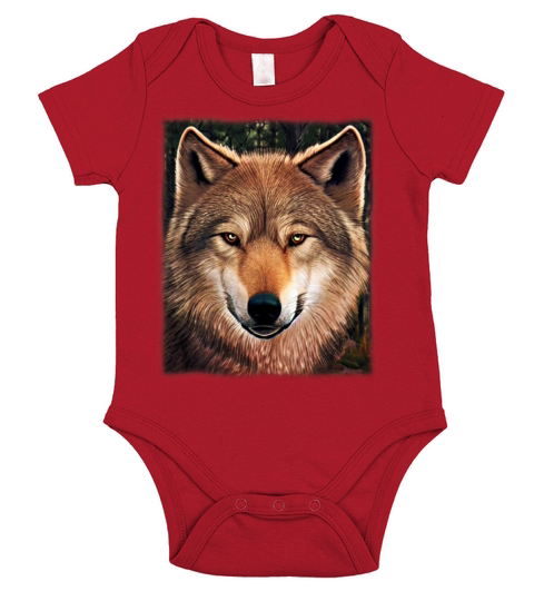 Wolf artwork design predator face imprint Short Sleeve Baby One-Piece