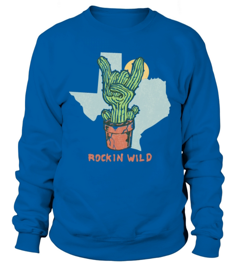 Rockin Wild Cactus Vintage Style Illustration Sweatshirt Unisex