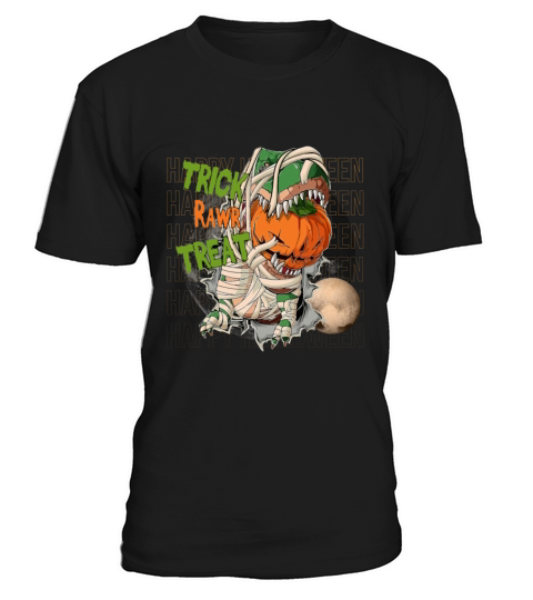 happy halloween mummy dinosaur trick raw treat T-Shirt Unisex