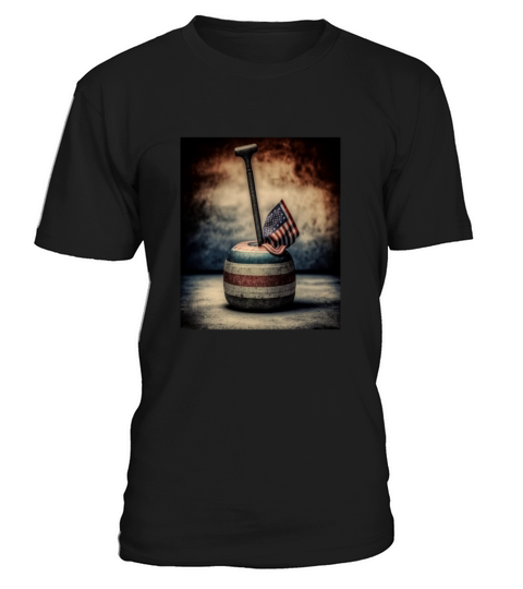 USA Curling Athlete Vintage Curling Stone T-Shirt Unisex