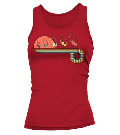 Headphones Retro Vintage Sunset Rainbow Color Tank top Woman