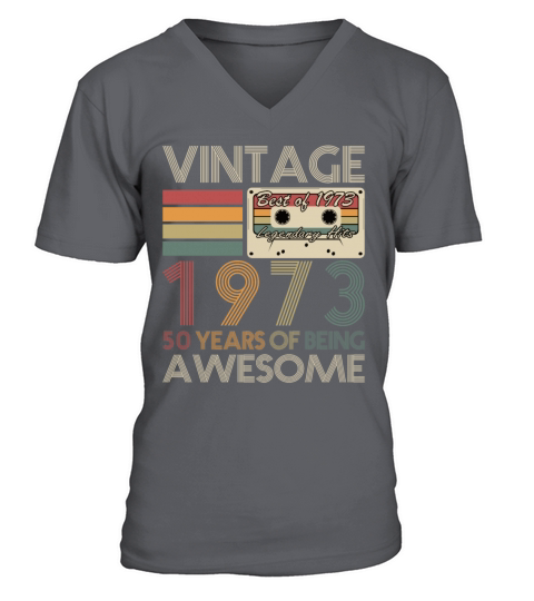50th birthday vintage 1973 50 years being awesome V-Neck T-shirt