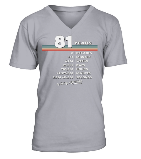 81st Birthday Vintage 81 Years Old Retro 972 V-Neck T-shirt