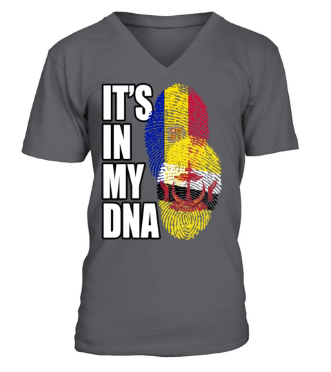 Andorran And Bruneian Mix Heritage DNA Flag V-Neck T-shirt