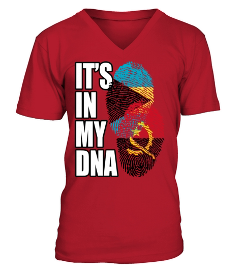 Angolan And Bahamian Mix Heritage DNA Flag V-Neck T-shirt