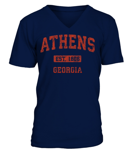 Athens Georgia Vintage Athletic Sports Design V-Neck T-shirt
