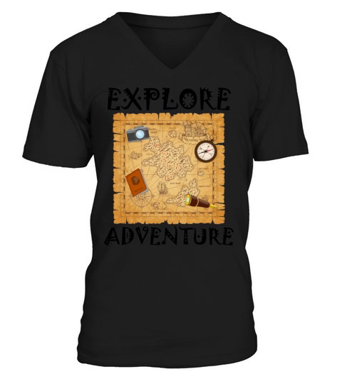 Explore Adventure Treasure Travel Vacation Holiday V-Neck T-shirt