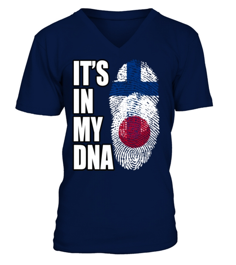 Finland And Japanese Mix Heritage DNA Flag V-Neck T-shirt