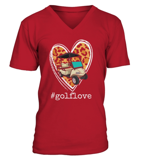 Golf Love Cart Golfing Caddy Golf Player Leopard H V-Neck T-shirt