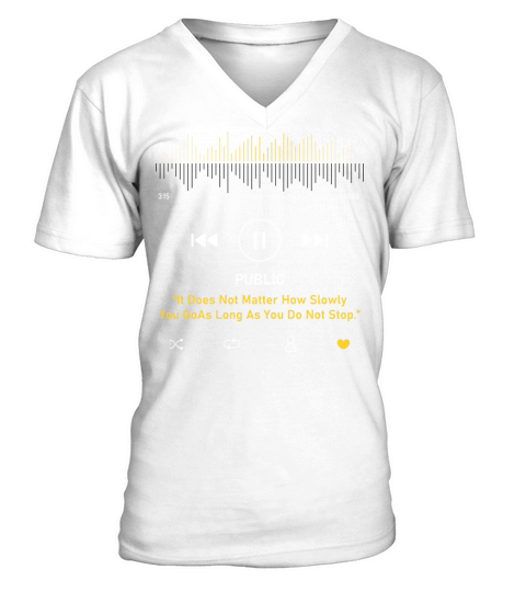 Play music interface with Motivational V-Neck T-shirt