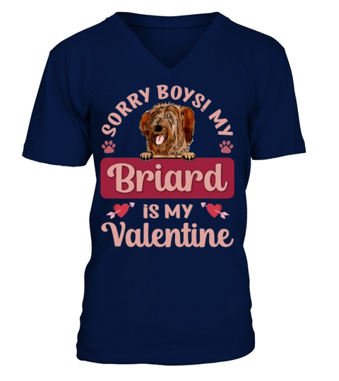 Sorry Boys My Briard Is My Valentine V-Neck T-shirt