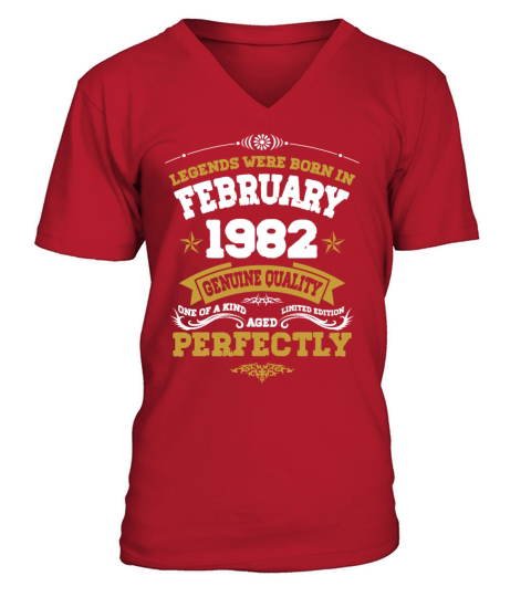 Vintage Aged To Perfection Ferbuary 1982 V-Neck T-shirt