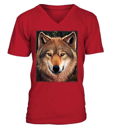 Wolf artwork design predator face imprint V-Neck T-shirt