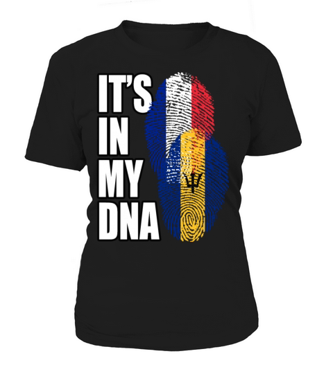 Barbadian And French Mix Heritage DNA Flag Women's T-Shirt