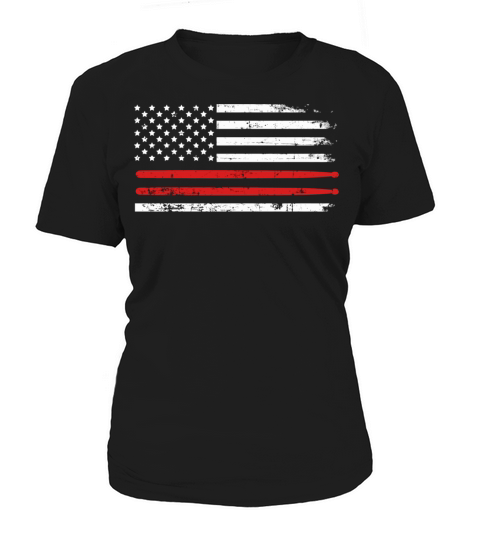 Drum Sticks On A Vintage American Flag For Drummer Women's T-Shirt