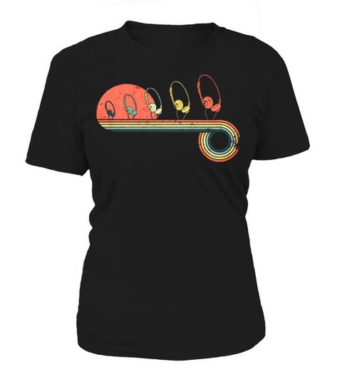 Headphones Retro Vintage Sunset Rainbow Color Women's T-Shirt