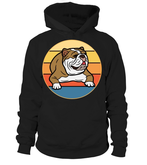 Bulldog Dog Breed Vintage Retro Sunset Hoodie Unisex