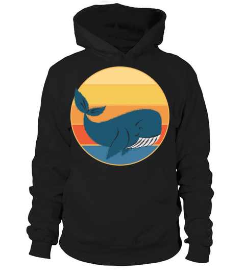 Cute Kawaii Whale Retro Sunset Vintage Ocean Hoodie Unisex