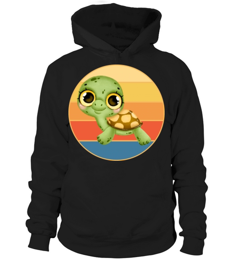 Cute Turtle Vintage Retro Sunset Marine Animal Hoodie Unisex