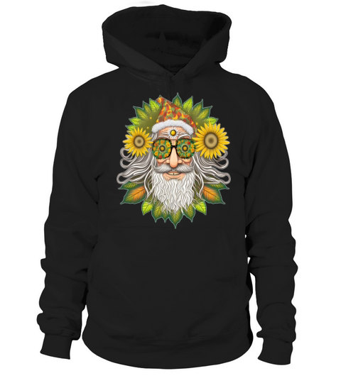 Merry Christmas Hippie Santa Claus Sunflower Christmas Hoodie Unisex