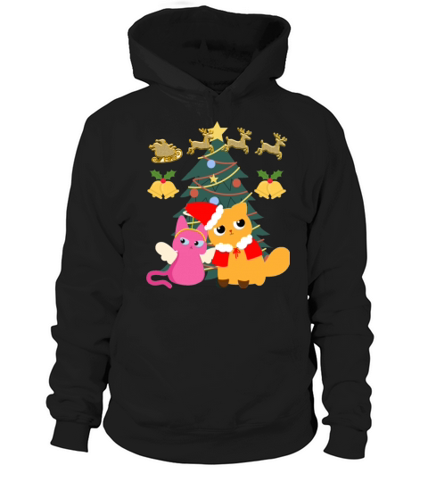Xmas cats Christmas tree Santa Retro80s Hoodie Unisex