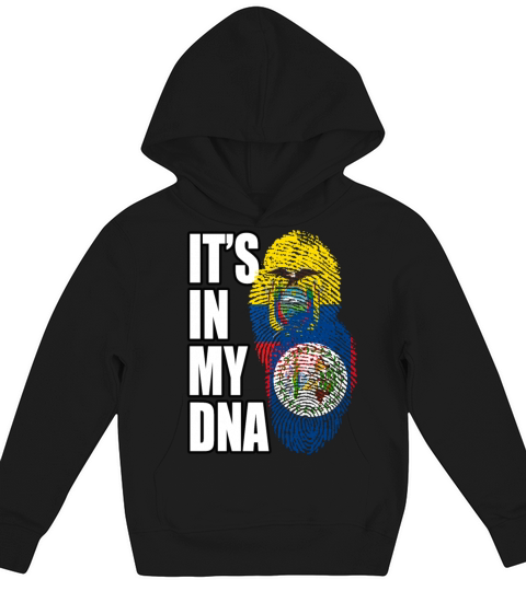 Belizean And Dominican Mix Heritage DNA Flag Kids Hoodie