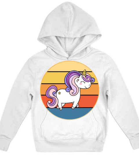 Cute Kawaii Unicorn Retro Sunset Vintage Kids Hoodie