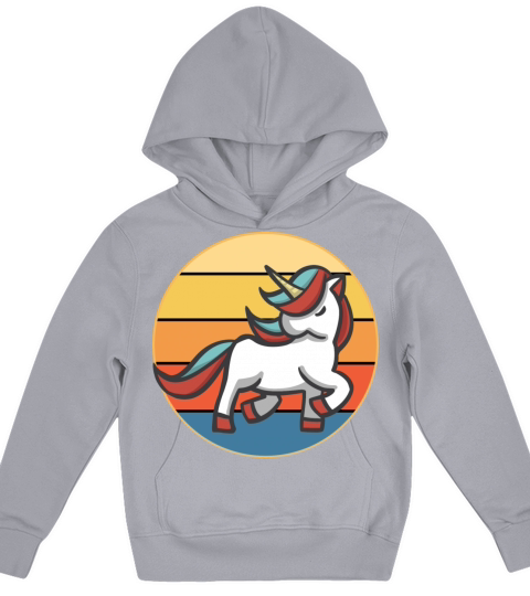 Cute Kawaii Unicorn Retro Sunset Vintage Kids Hoodie