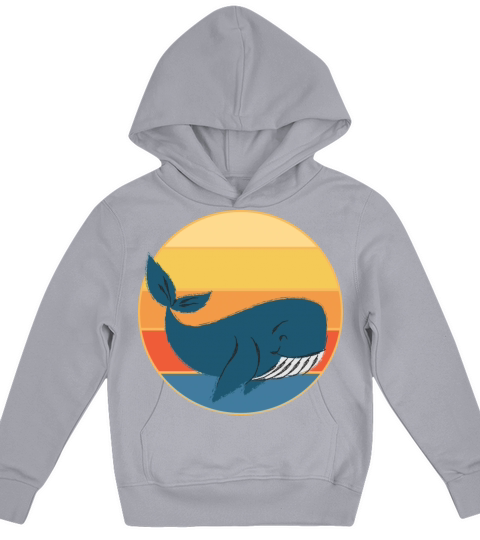 Cute Kawaii Whale Retro Sunset Vintage Ocean Kids Hoodie