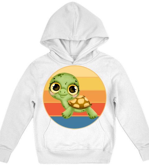 Cute Turtle Vintage Retro Sunset Marine Animal Kids Hoodie