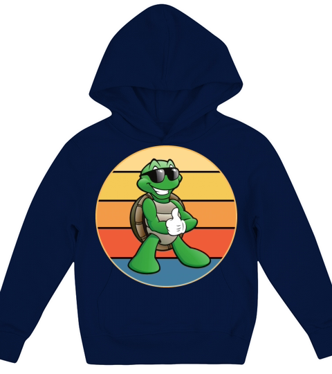 Cute Turtle Vintage Retro Sunset Marine Animal Kids Hoodie