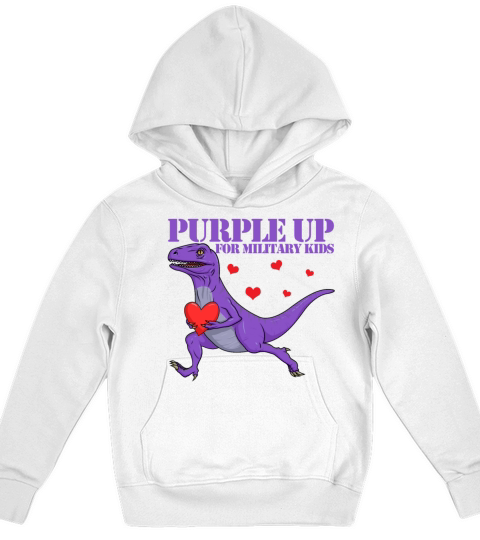 Purple Up For Military Kids Raptor Dinosaur Boys Kids Hoodie