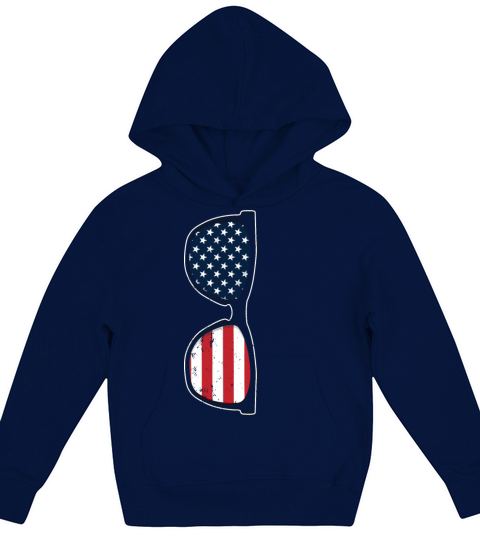 USA Flag Sunglasses 4th of July for Citizen Pride Kids Hoodie