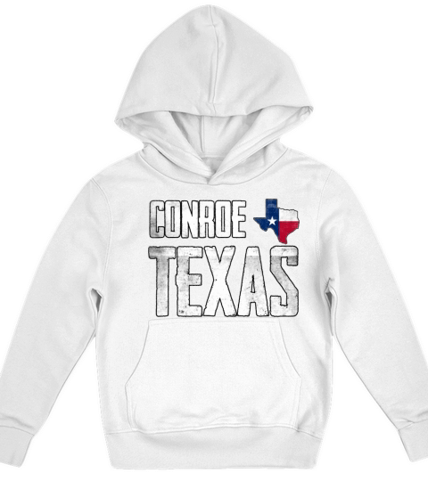Vintage Conroe Texas Flag Kids Hoodie