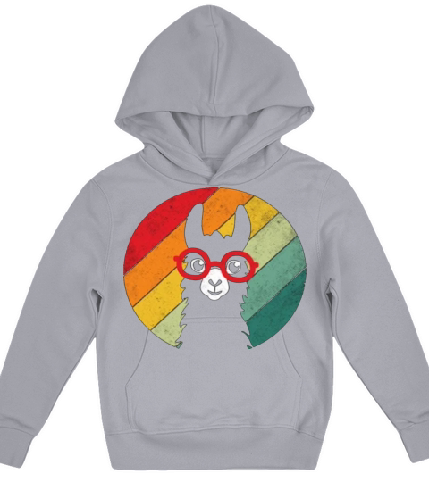 Vintage Llama Retro Colorful Alpaca Kids Hoodie