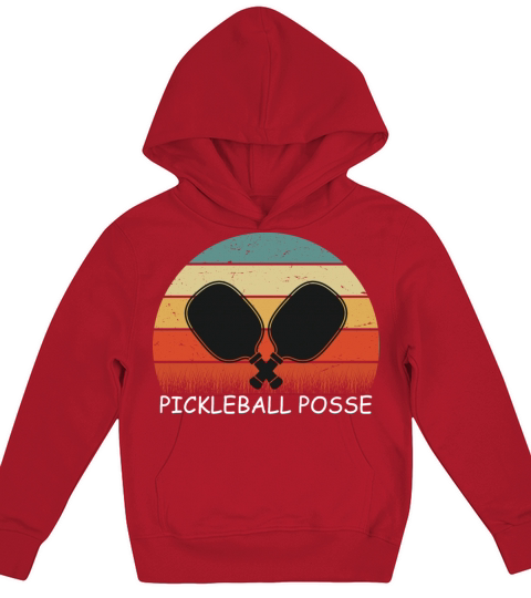 Vintage Pickleball Posse Funny Pickleball Kids Hoodie