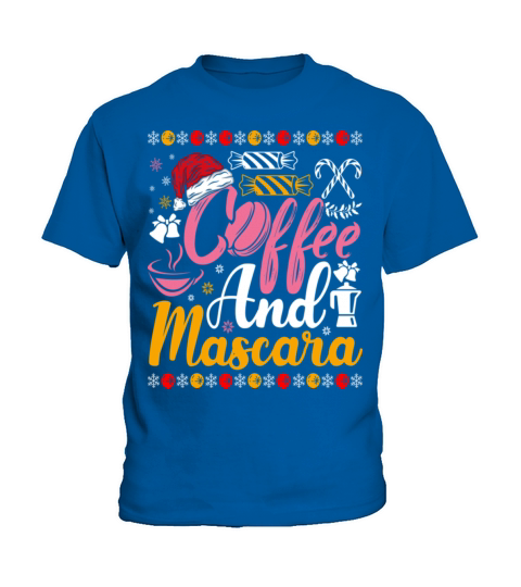Christmas Coffee And Mascra For Xmas Lovers Kids T-Shirt