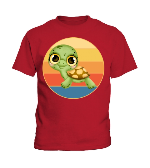 Cute Turtle Vintage Retro Sunset Marine Animal Kids T-Shirt