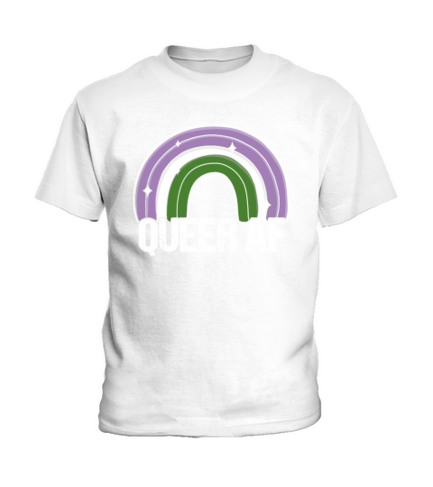 Queer AF Genderqueer Pride Flag Rainbow Kids T-Shirt