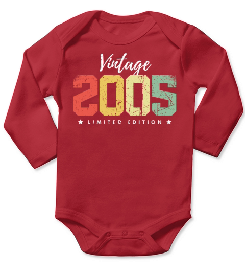18 Years Vintage 2005 Retro 18th Birthday Long Sleeve Baby One-Piece