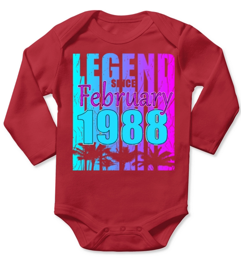 1988 Born Legend February Vintage Long Sleeve Baby One-Piece