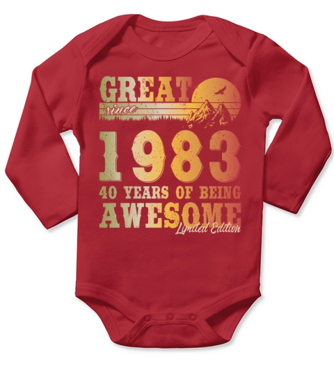 40th birthday vintage 1983 great since 1983 Long Sleeve Baby One-Piece