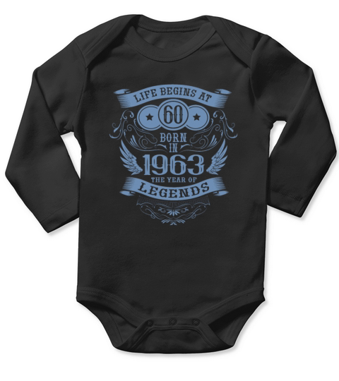 60th Birthday Gifts Vintage 1963 Vintage Sayings Long Sleeve Baby One-Piece