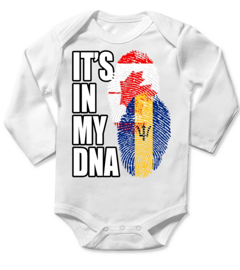 Barbadian And Canadian Mix Heritage DNA Flag Long Sleeve Baby One-Piece