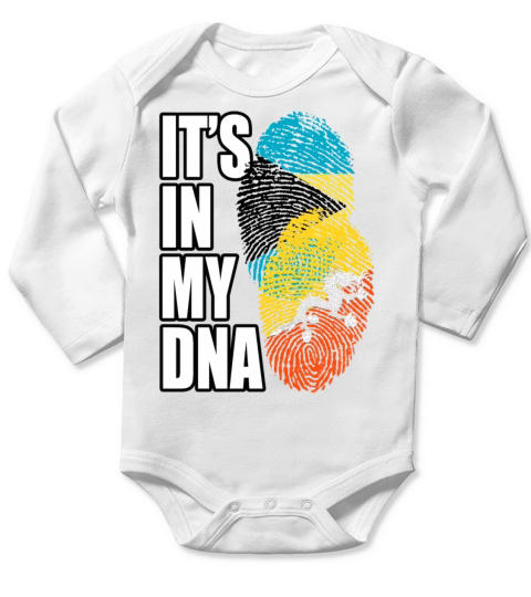 Bhutanese And Bahamian Mix Heritage DNA Flag Long Sleeve Baby One-Piece